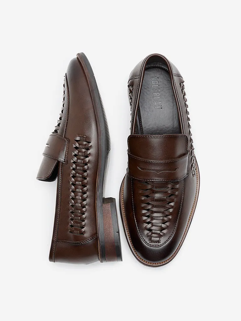 SOLEPLAY Brown Woven-Textured Formal Shoes