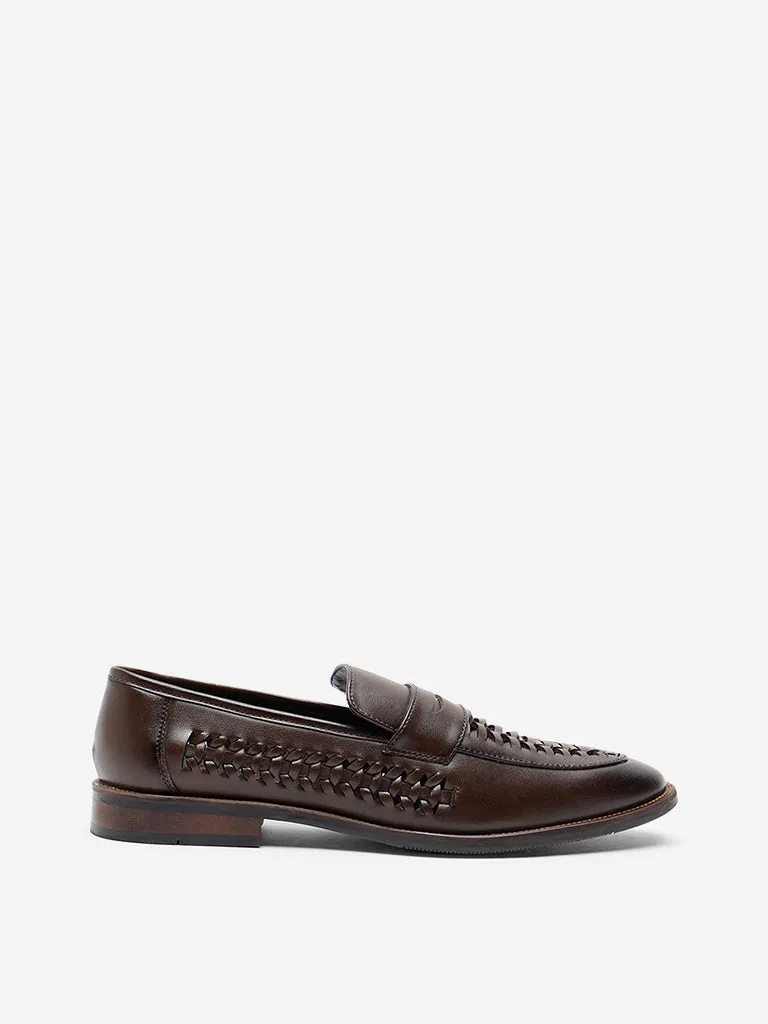 SOLEPLAY Brown Woven-Textured Formal Shoes