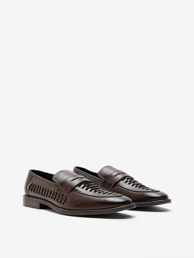 SOLEPLAY Brown Woven-Textured Formal Shoes