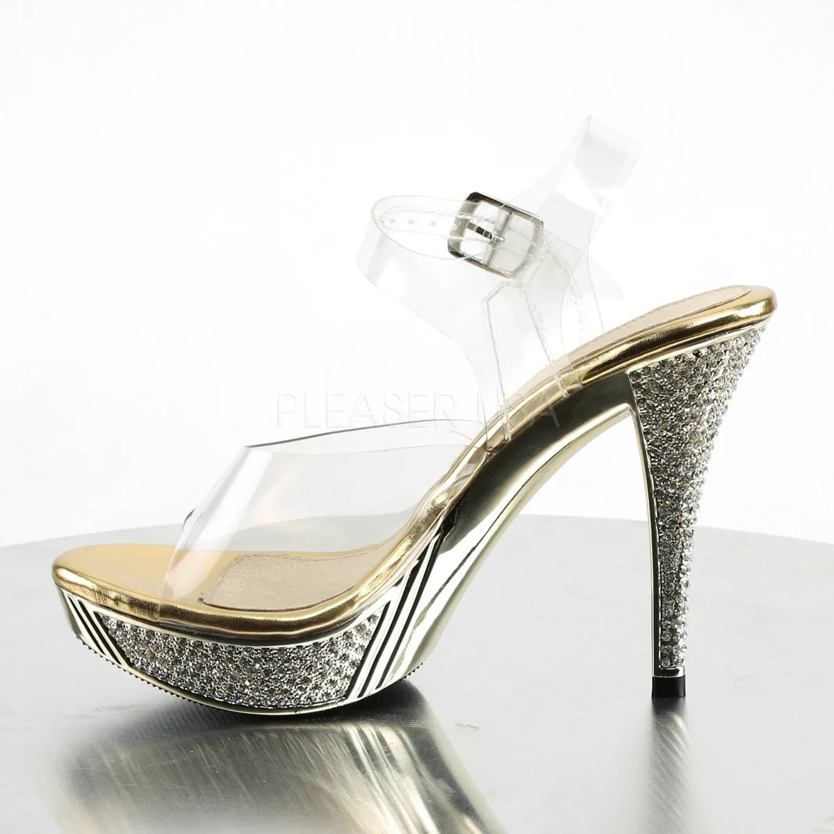 Star of the Night Gold Rhinestone Platform Sandals