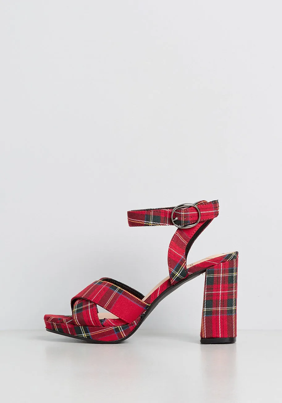 Stomping Plaid Platform Heel