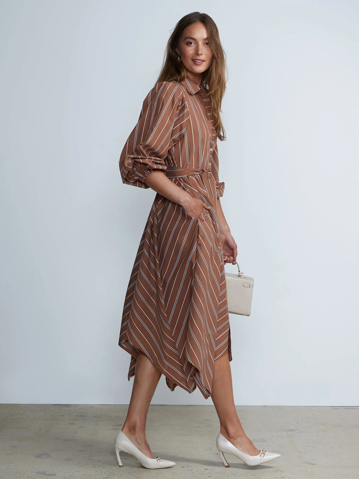 Striped Collared Shirt Dress