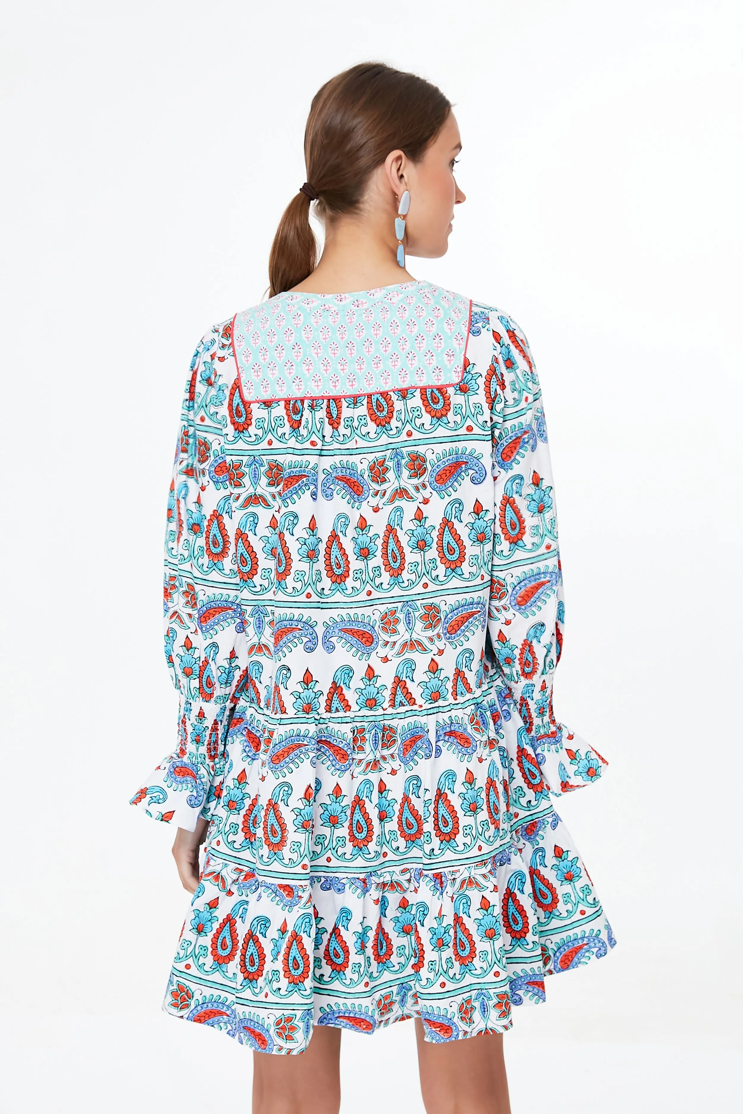 Teal and Seagrass Block Print Kenzo Dress