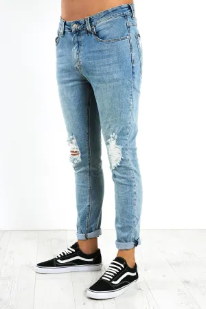 The Tapered Slim Jean Trashed Blue