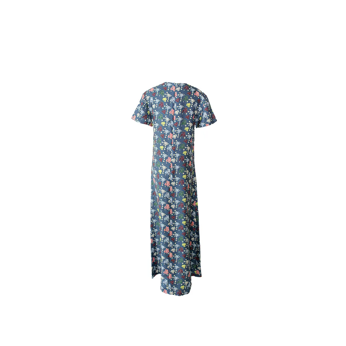 Tilda Short Sleeve Silk Maxi Petrol Floral