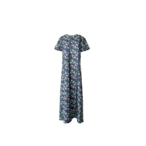 Tilda Short Sleeve Silk Maxi Petrol Floral