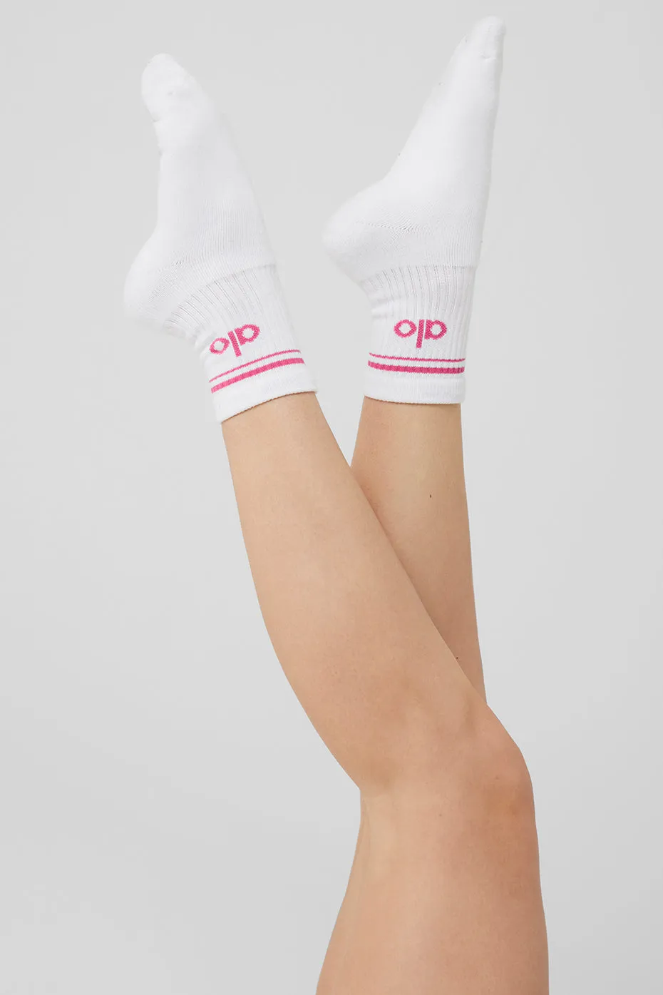 Unisex Half-Crew Throwback Sock - White/Pink Summer Crush