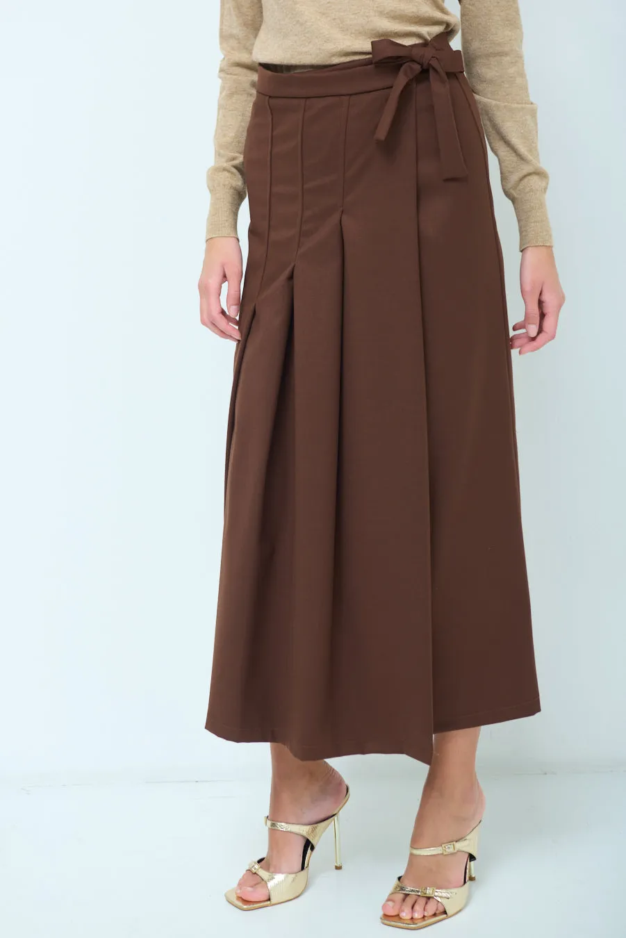 Wide-leg pleated wrap culottes wholesale