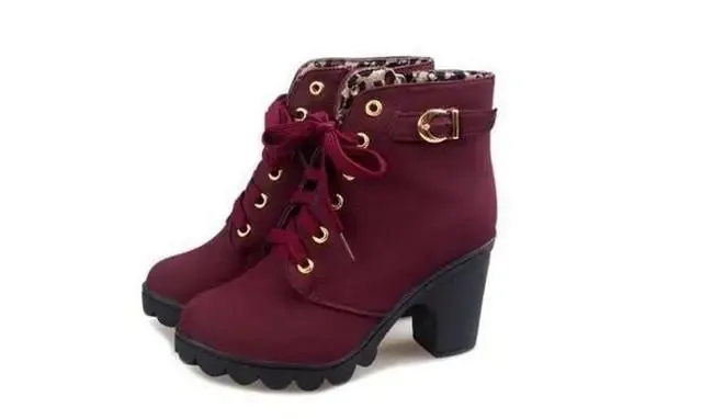 Women Winter Thick Heeled Boots