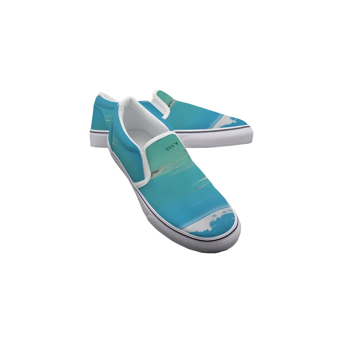 Women's Slip On Sneakers217 blue abstract, print