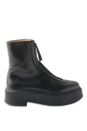 Zip-front Leather Ankle Boots